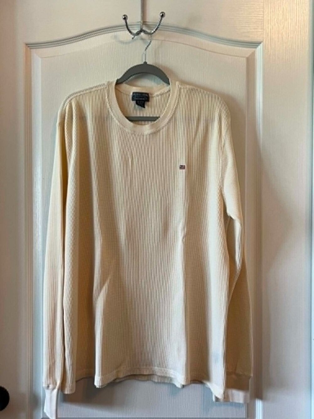 Vtg. Polo Jeans Co. Ralph Lauren Waffle Knit Thermal Crewneck Shirt sz XXL Cream
